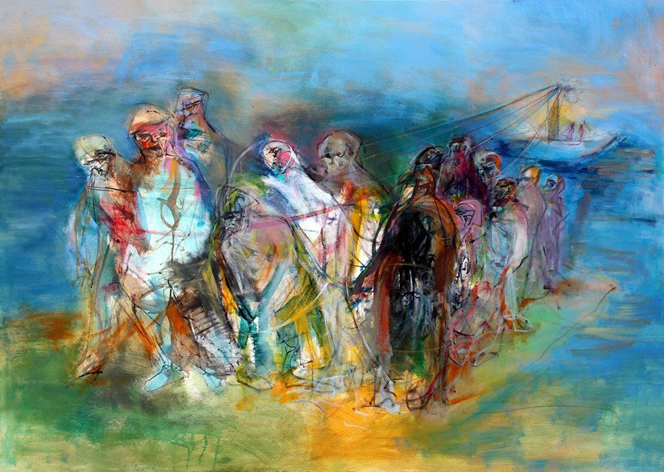 Bild: Obaidah Zorik. Acrylic on canvas, 90 x 90 cm, 2017.