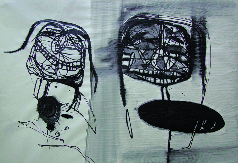 Bild von Iman Hasabani, Zeichnung, Tinte auf Papier, 70x100 cm (2005)