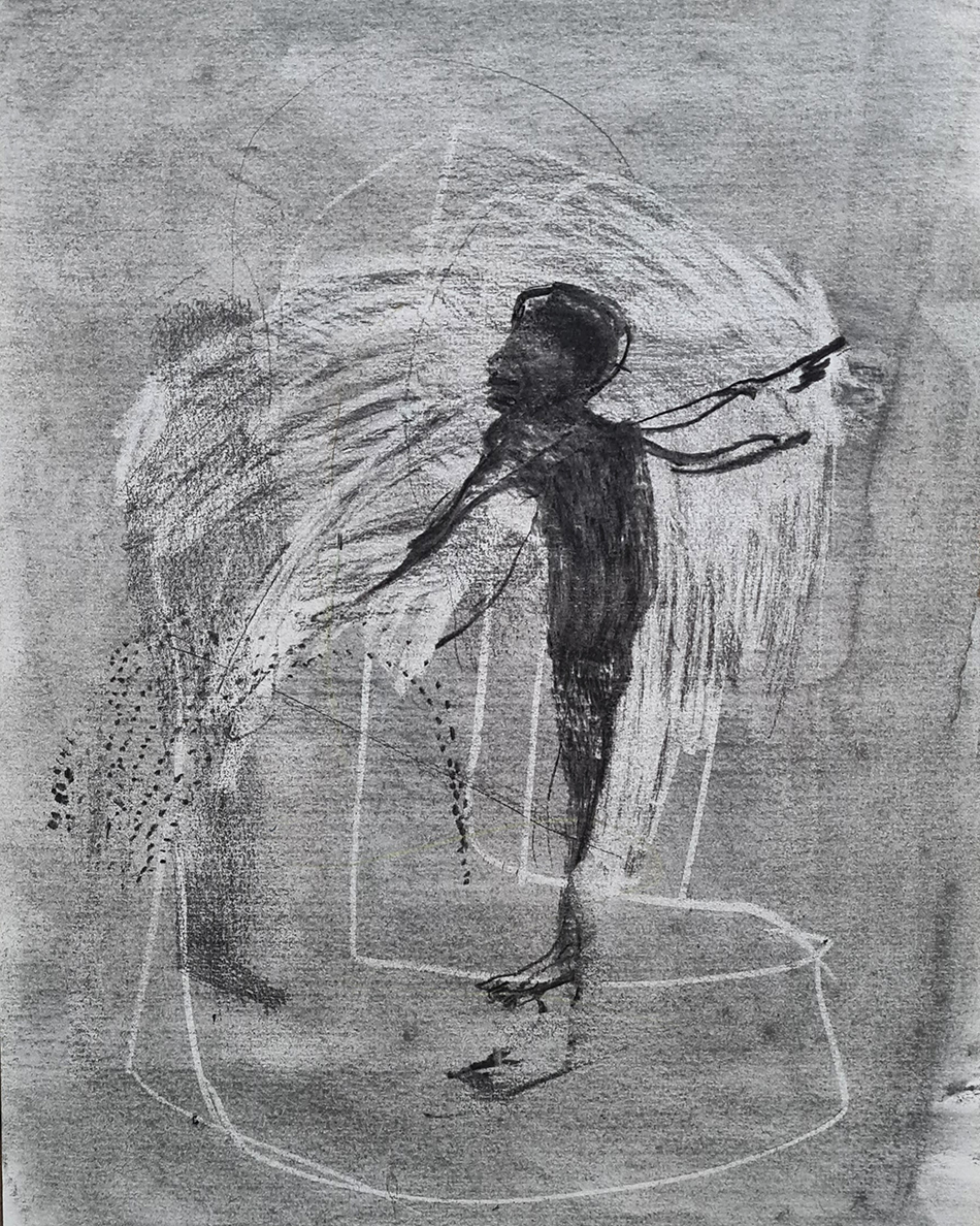 © Obaidah Zorik, Ohne Titel, 25x35 cm, Kohle auf Papier (2021)