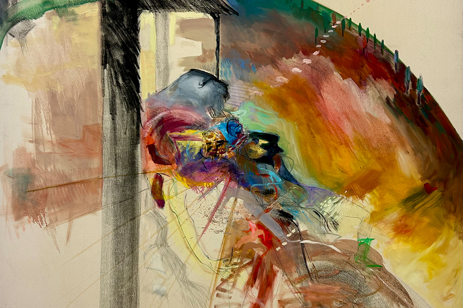 Abstraktes farbiges Mixed Media Kunstwerk
