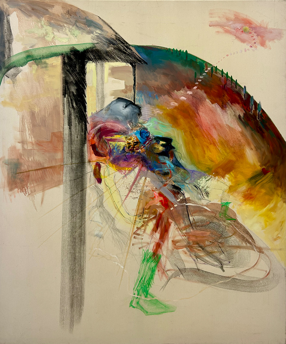 Abstraktes farbiges Mixed Media Kunstwerk.