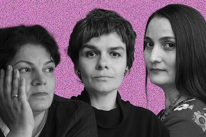 Tania Arcimovich, Karima Shabrang und Fariba Vafi lesen im Schloss Schönhausen
